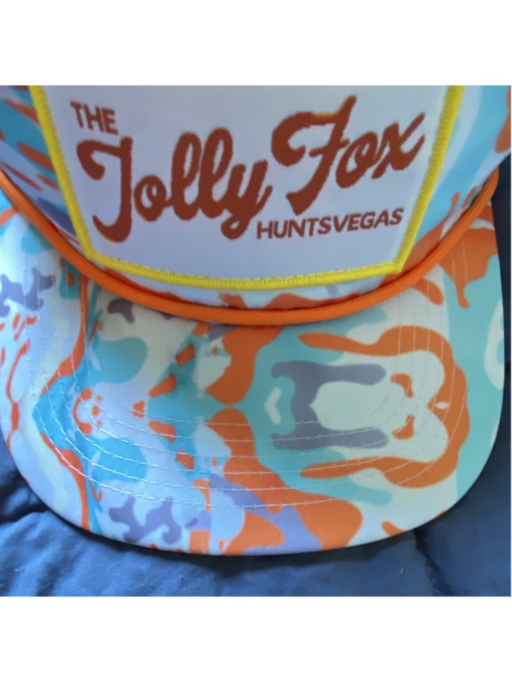 The Jolly Fox Huntsvegas Adjustable Camo Baseball Cap Unisex Orange Blue - Picture 3 of 5